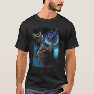 Katzen Howl am Mond Funny Vintag Drei Katzen Howli T-Shirt