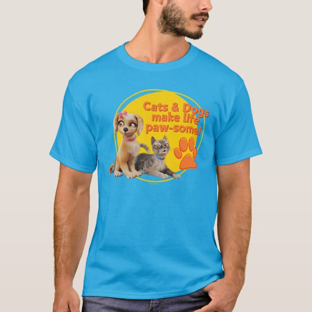Katzen & Hunde machen das Leben zum Kinderspiel! T-Shirt (Vorderseite)