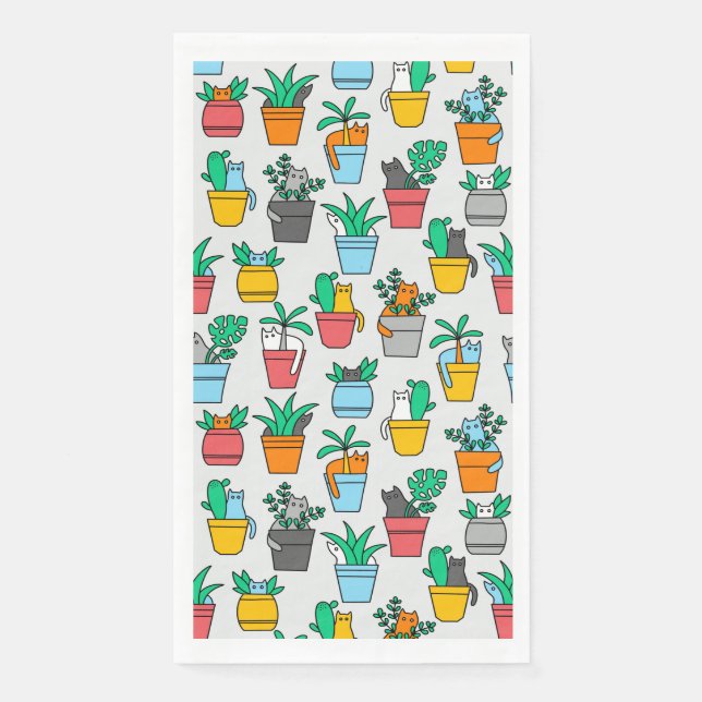 Katzen im Blumenpotsv Serviette (Vorderseite)