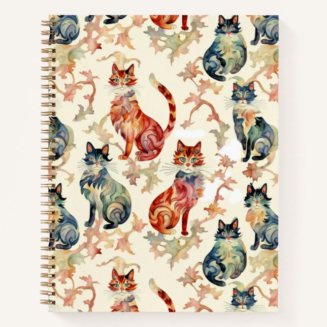 Katzen im chinesischen Watercolor Pattern Journal Notizbuch (Vorderseite)