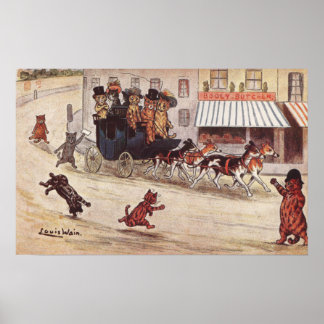 Katzen im Coach Race Down High Street Poster