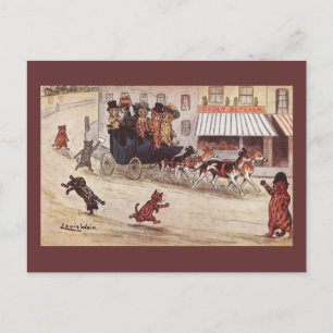 Katzen im Coach Race Down High Street Postkarte