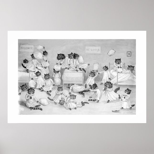 Katzen im Dormitory von Louis Wain - Poster (Vorne)