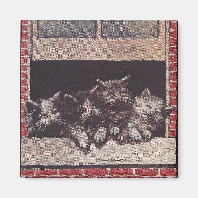 Katzen im Fenster Vintag Magnet (Vorne)