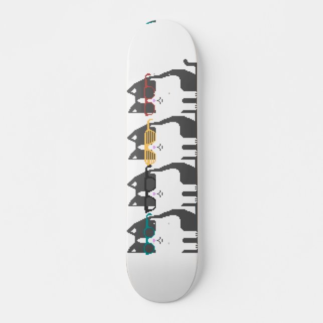 Katzen im Glas-Reihen-Pixel-Kunst-Skateboard Skateboard (Vorne)