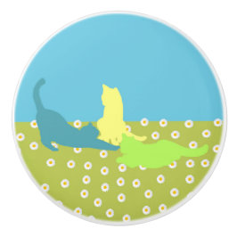 Katzen im Gras Keramikknauf