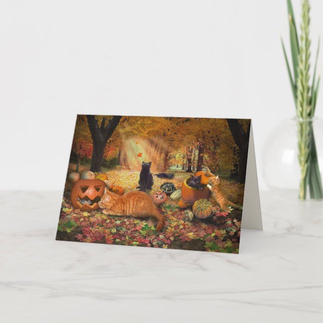 Katzen im Herbst Karte (Vorderseite)