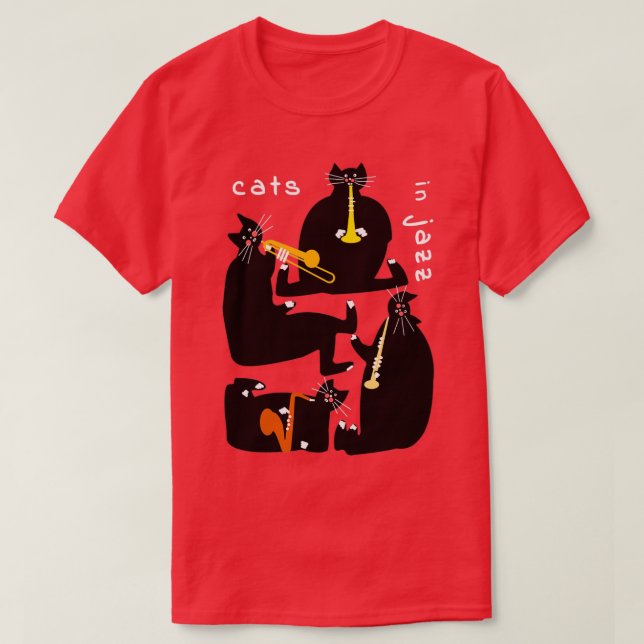 Katzen im Jazz T-Shirt (Design vorne)