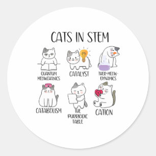 Katzen im MINT-Bereich lustiges Wissenschafts-Meme Runder Aufkleber