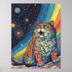 Katzen im Raum mit Regenbogen Poster