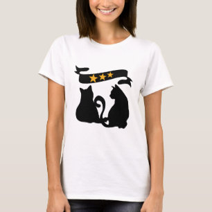 Katzen im Schatten mit Golden Stars Charm T-Shirt