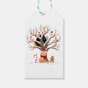 Katzen im Schnee Baum Winter Weihnachten Santa Hut Geschenkanhänger