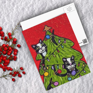 Katzen im weihnachtlichen Baum Postcard Feiertagspostkarte