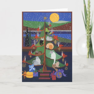 Katzen im Weihnachtsbaum Feiertagskarte