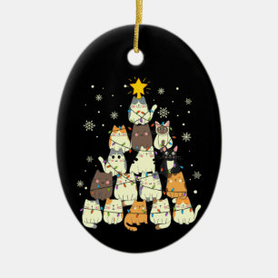 Katzen im Weihnachtsbaum Keramik Ornament