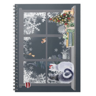 Katzen im Weihnachtsfenster Notizblock