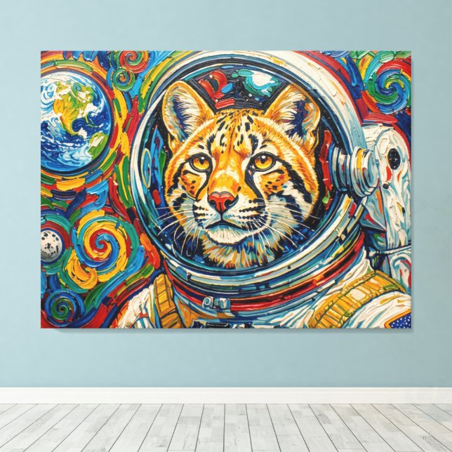 KATZEN IM WELTALL-OCELOT 4 LEINWANDDRUCK (Insitu (Holzboden))