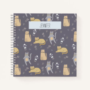 Katzen im Weltraum Nahtlose Muster-Individuelle Na Notizbuch