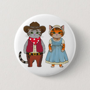 Katzen im wilden Westen, historischer Western Button