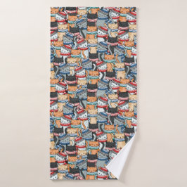 Katzen im Winter-Skarven & Hats-Muster Badehandtuch