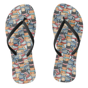 Katzen im Winter-Skarven & Hats-Muster Flip Flops