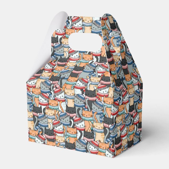 Katzen im Winter-Skarven & Hats-Muster Geschenkschachtel (Vorderseite)