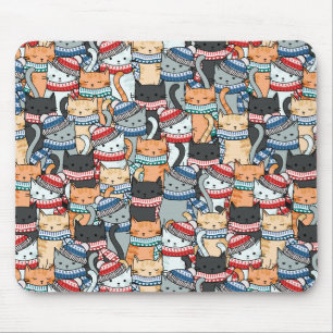 Katzen im Winter-Skarven & Hats-Muster Mousepad
