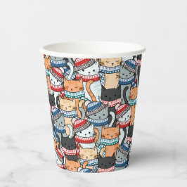 Katzen im Winter-Skarven & Hats-Muster Pappbecher