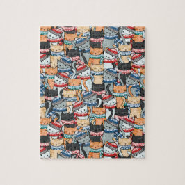 Katzen im Winter-Skarven & Hats-Muster Puzzle