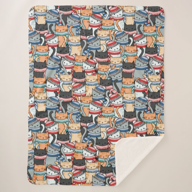 Katzen im Winter-Skarven & Hats-Muster Sherpadecke (Vorderseite)