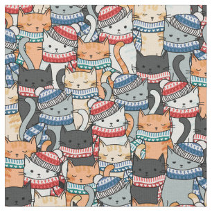 Katzen im Winter-Skarven & Hats-Muster Stoff