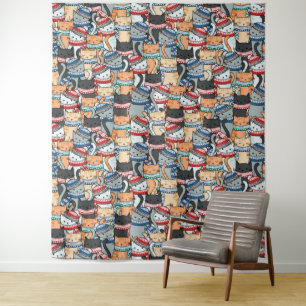 Katzen im Winter-Skarven & Hats-Muster Wandteppich