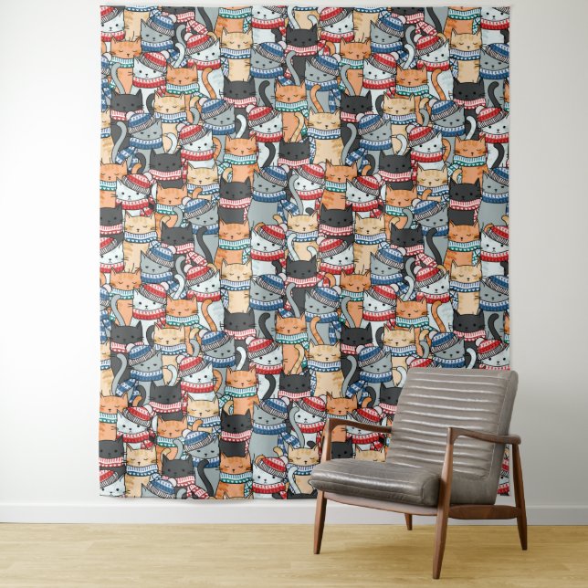 Katzen im Winter-Skarven & Hats-Muster Wandteppich (Beispiel)