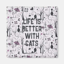 Katzen in Bäumen Niedliche Silhouette Muster perso Magnet