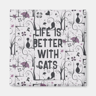 Katzen in Bäumen Niedliche Silhouette Muster perso Magnet