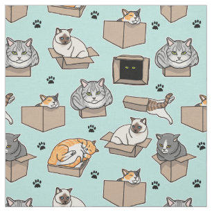 Katzen in Boxen, wenn ich mich hinsetze, lustig Fa Stoff