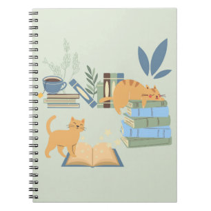 Katzen in Büchern Notizblock