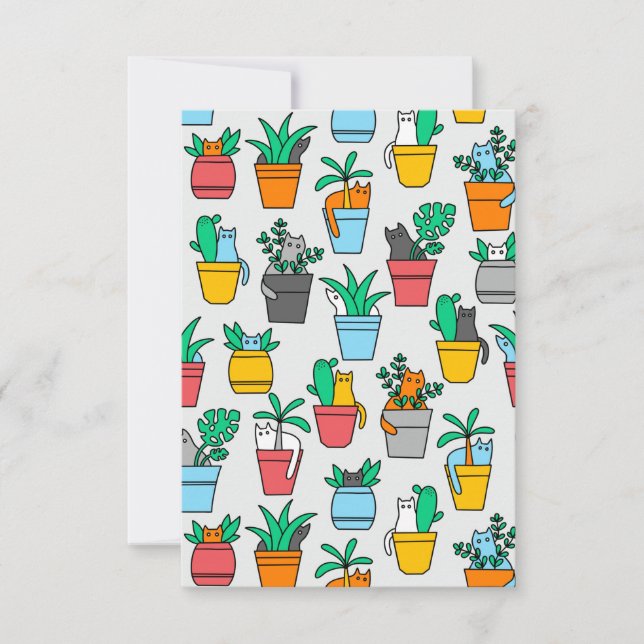 Katzen in den Blumentöpfen Dankeskarte (Vorderseite)