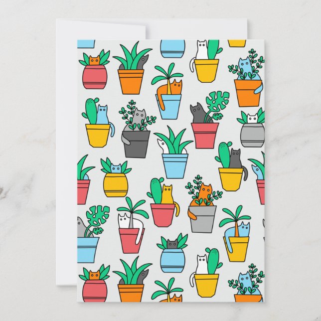Katzen in den Blumentöpfen Dankeskarte (Vorderseite)