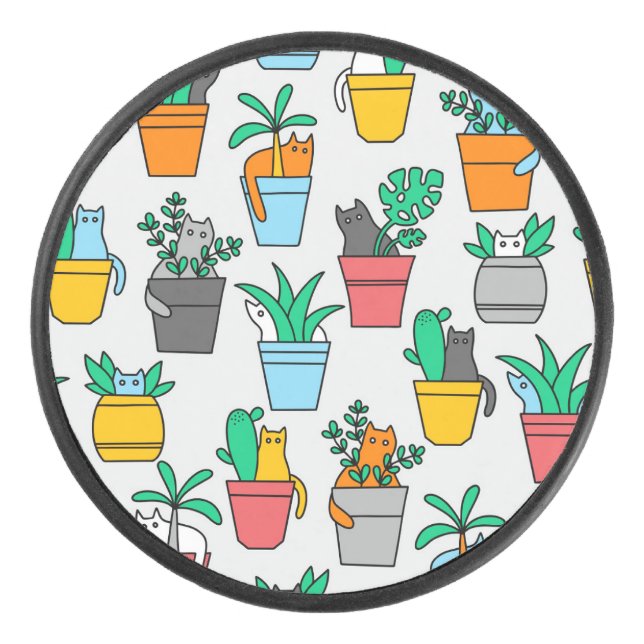 Katzen in den Blumentöpfen Eishockey Puck (Vorderseite)