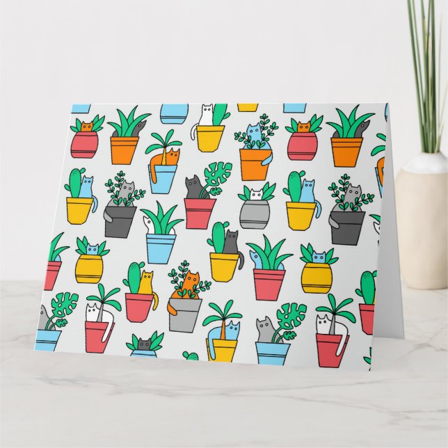 Katzen in den Blumentöpfen Karte (Vorderseite)