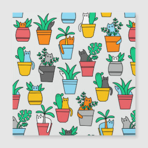 Katzen in den Blumentöpfen Magnetkarte