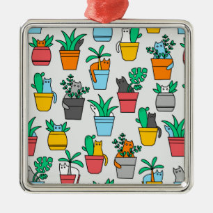 Katzen in den Blumentöpfen Ornament Aus Metall