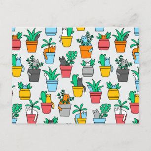 Katzen in den Blumentöpfen Postkarte