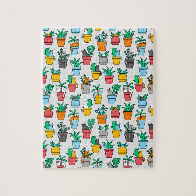 Katzen in den Blumentöpfen Puzzle (Vertikal)