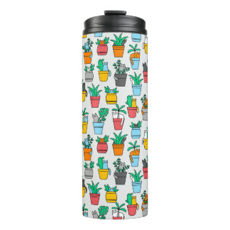 Katzen in den Blumentöpfen Thermosbecher