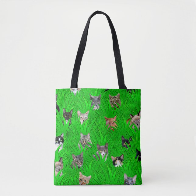 Katzen in der Gras-Taschen-Tasche (Vorderseite)