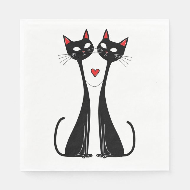 Katzen in der Liebe Serviette (Vorderseite)
