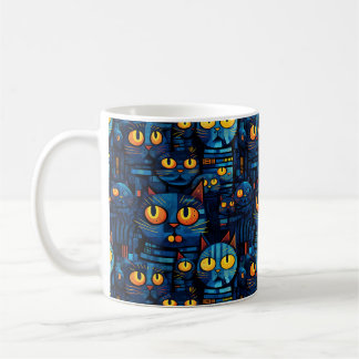 Katzen in der Nacht Whimsical Art Kaffeetasse