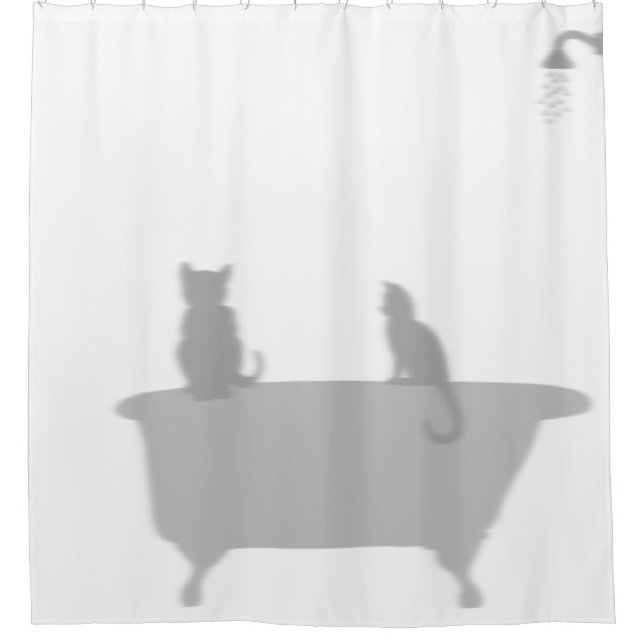 Katzen in der Tub Dusche Silhouette Schatten Funny Duschvorhang (Vorderseite)